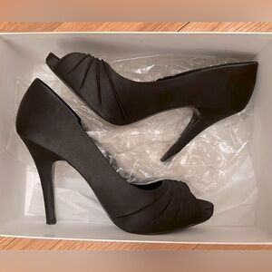 Like New Pleated Satin Peep Toe High Heels
